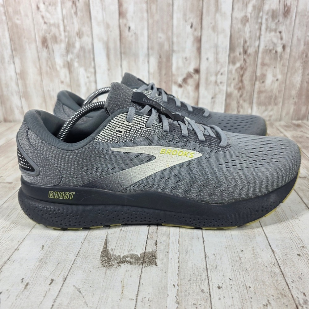 Brooks Ghost 16 Mens Running Shoes Grey Black Lime 11.5 Medium 1104181D040 - Picture 1 of 8
